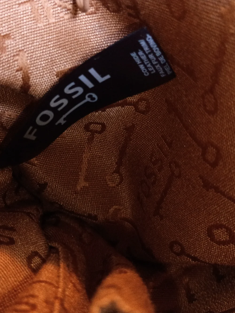 Fossil Long Live Adrina - Brown Cow Hide & Leather Tote with Faux Fur Trim - Picture 9 of 11